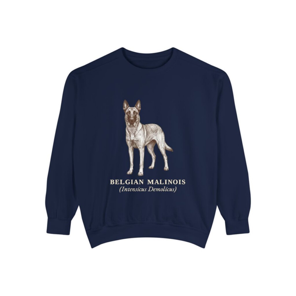 Belgian Malinois Latin Sweatshirt, True Navy, front view