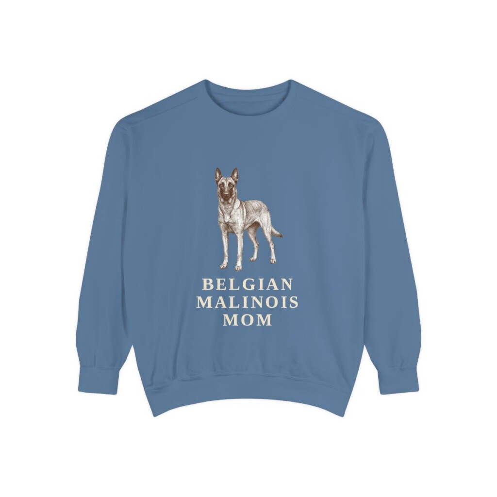 belgian-malinois-sweatshirt-mom-blue-jean Belgian Malinois Mom Sweatshirt, Blue Jean, front view