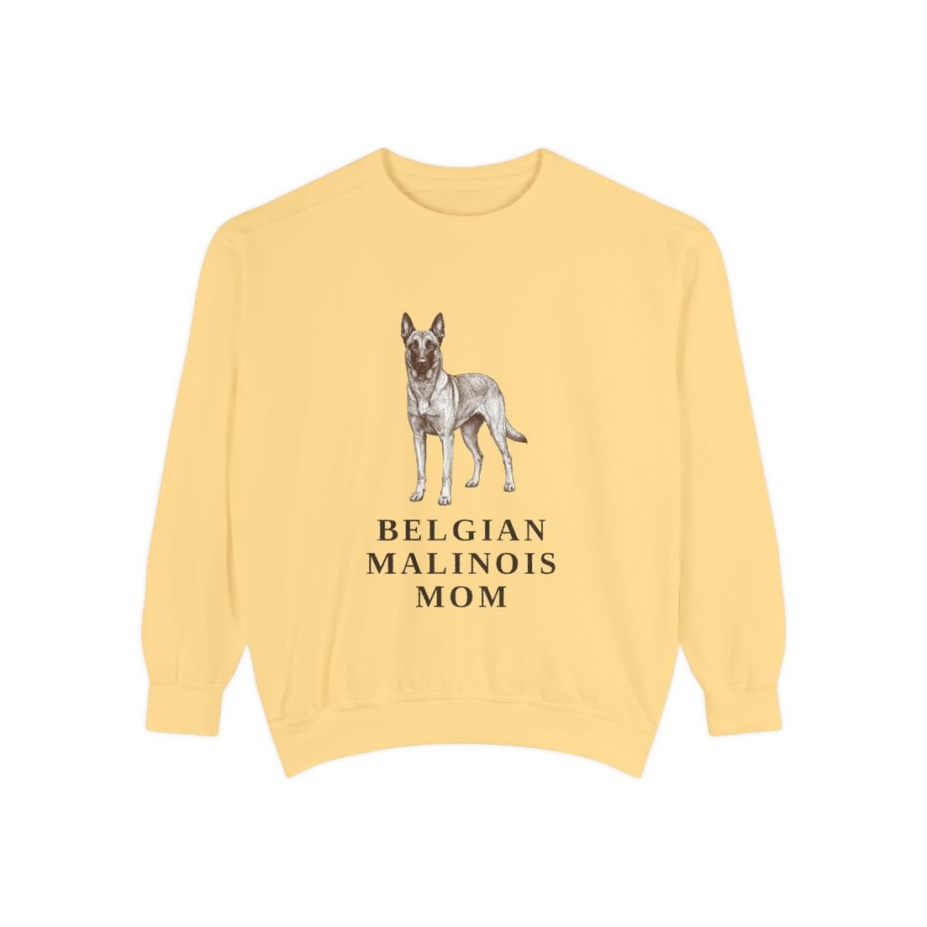 belgian-malinois-sweatshirt-mom-butter Belgian Malinois Mom Sweatshirt, Butter, front view