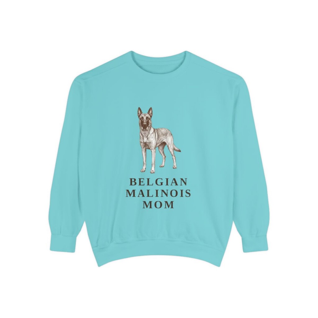 belgian-malinois-sweatshirt-mom-chalky-mint Belgian Malinois Mom Sweatshirt, Chalky Mint, front view
