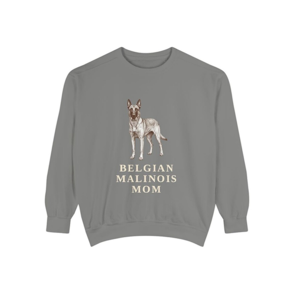 belgian-malinois-sweatshirt-mom-grey Belgian Malinois Mom Sweatshirt, Grey, front view
