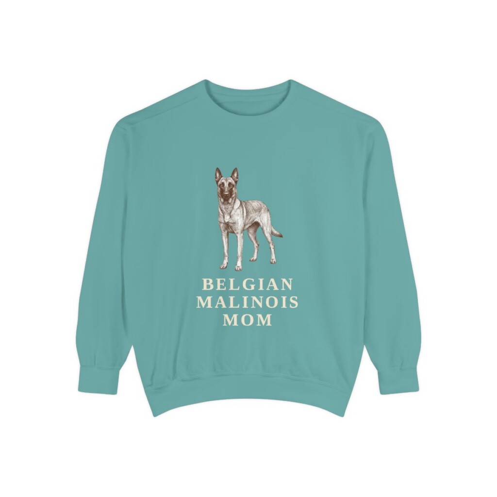 belgian-malinois-sweatshirt-mom-seafoam Belgian Malinois Mom Sweatshirt, Seafoam, front view