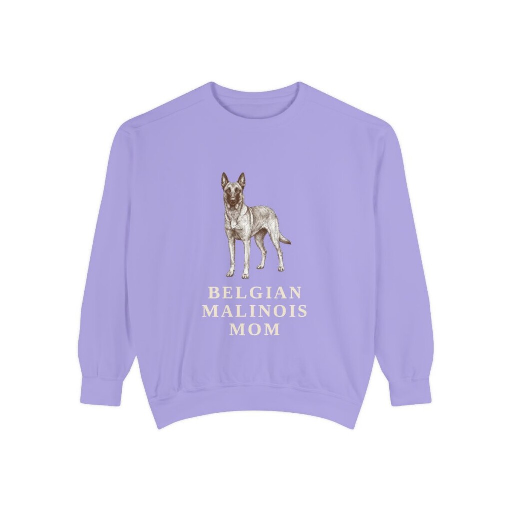 belgian-malinois-sweatshirt-mom-violet Belgian Malinois Mom Sweatshirt, Violet, front view
