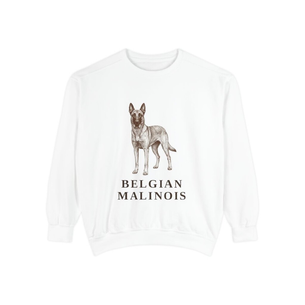 Belgian Malinois Sweatshirt, White, front view