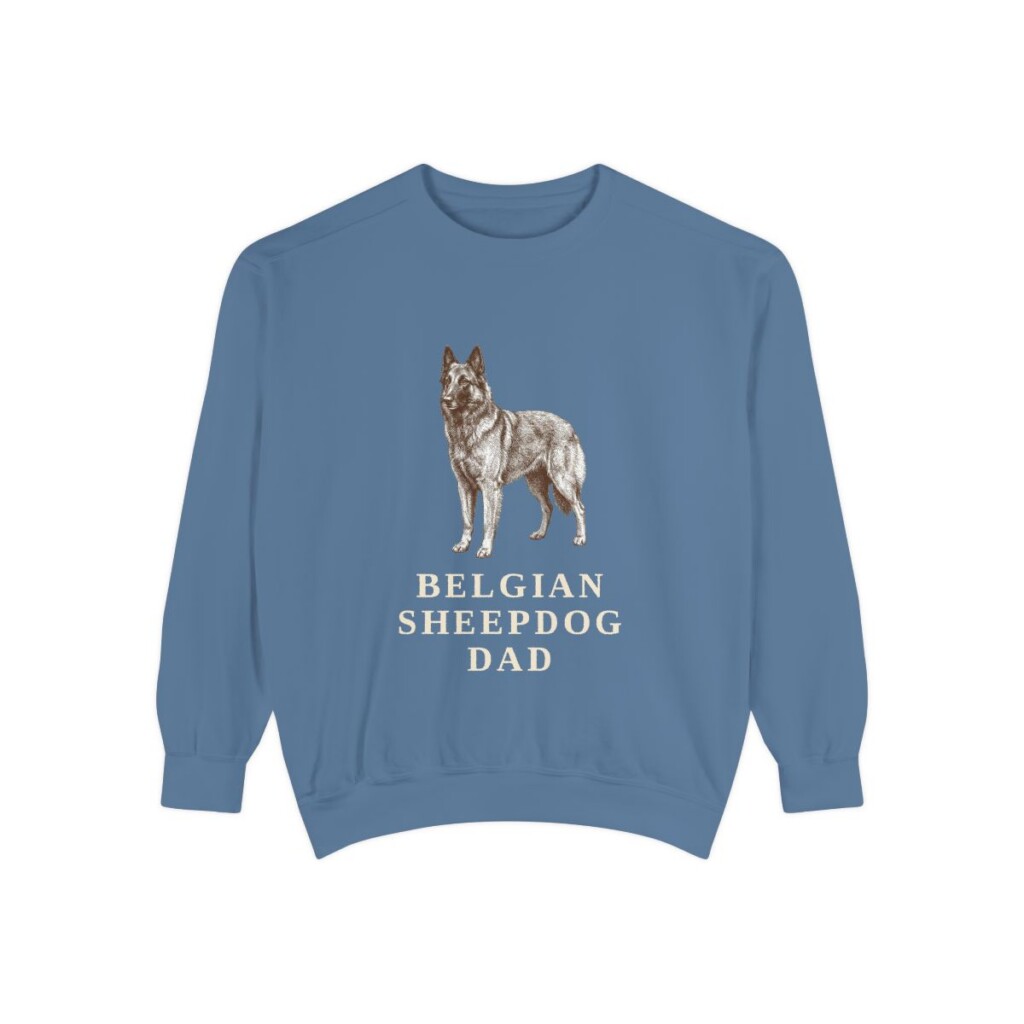 Belgian Sheepdog Dad Sweatshirt, Blue Jean, front view