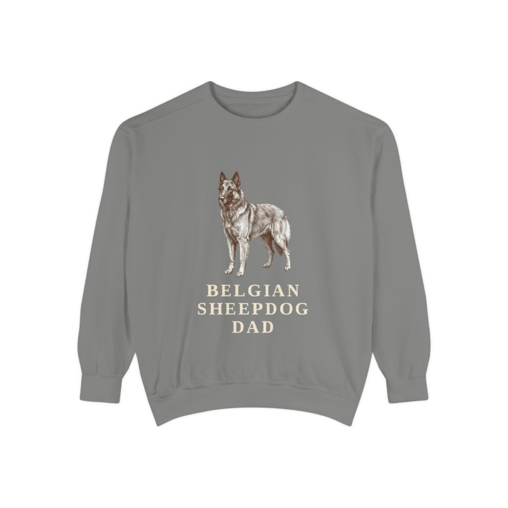 Belgian Sheepdog Dad Sweatshirt, Grey, front view