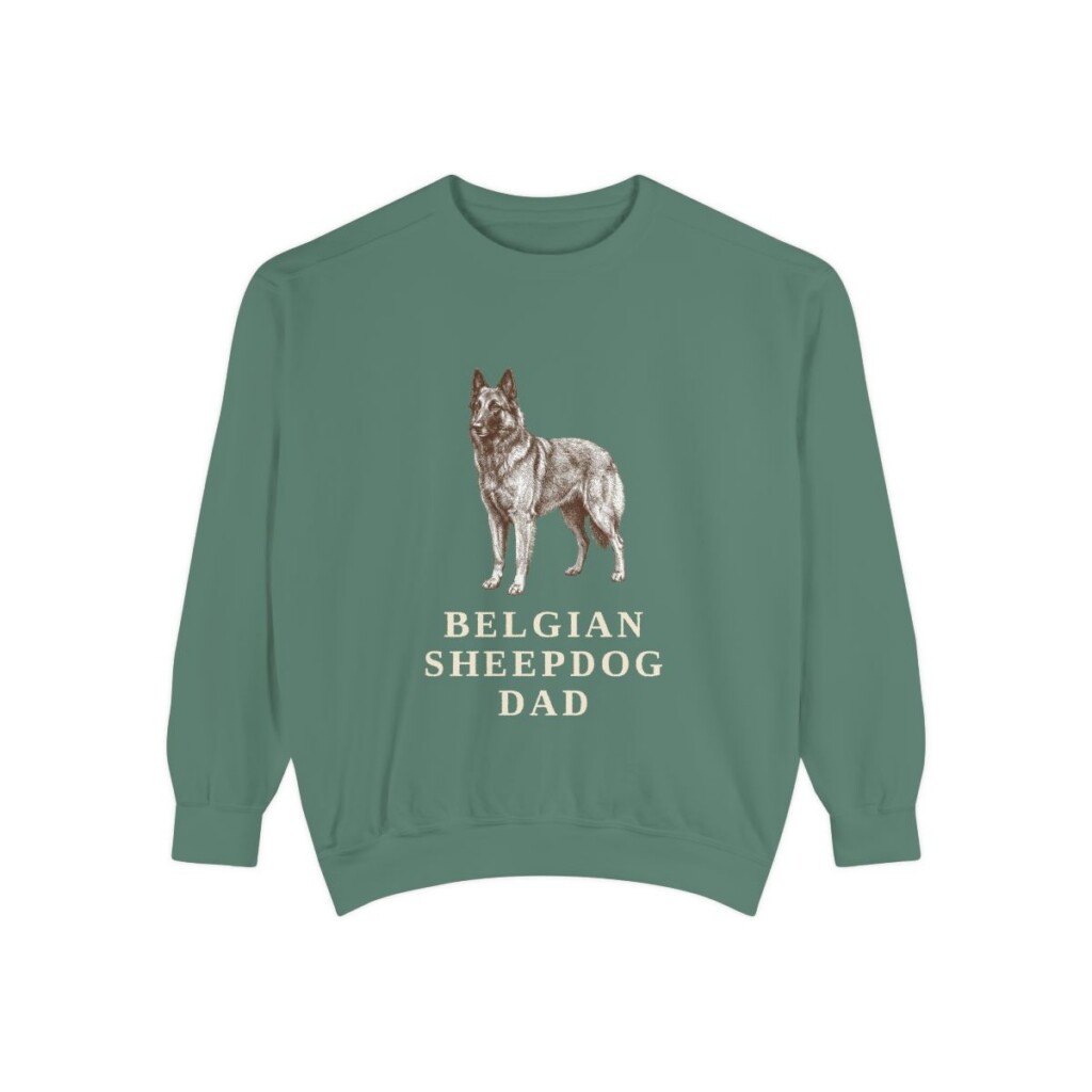 Belgian Sheepdog Dad Sweatshirt, Light Green, front view