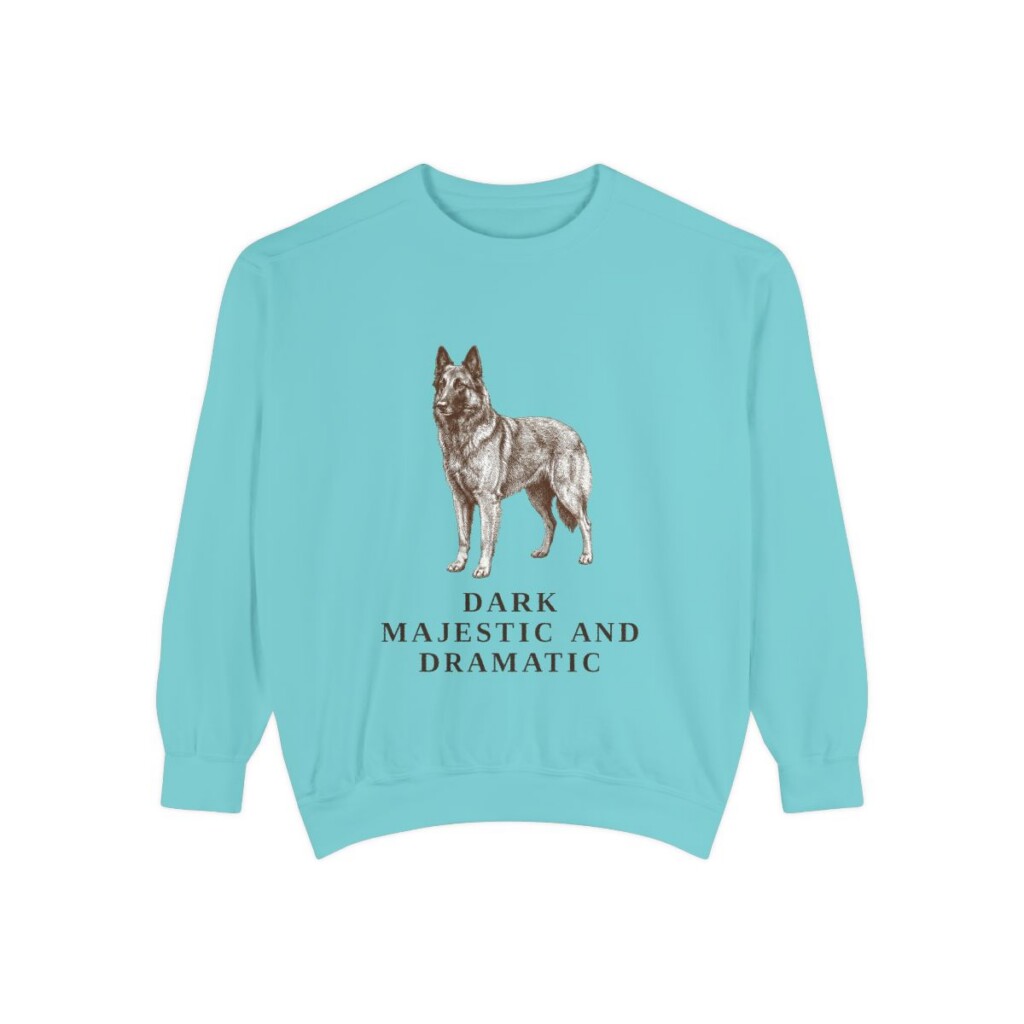 belgian-sheepdog-sweatshirt-humor-chalky-mint Belgian Sheepdog Humor Sweatshirt, Chalky Mint, front view