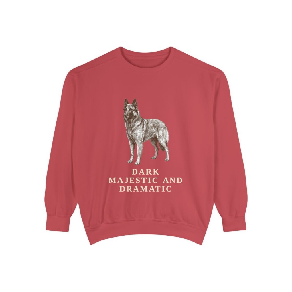 belgian-sheepdog-sweatshirt-humor-crimson Belgian Sheepdog Humor Sweatshirt, Crimson, front view