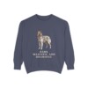 belgian-sheepdog-sweatshirt-humor-denim Belgian Sheepdog Humor Sweatshirt, Denim, front view