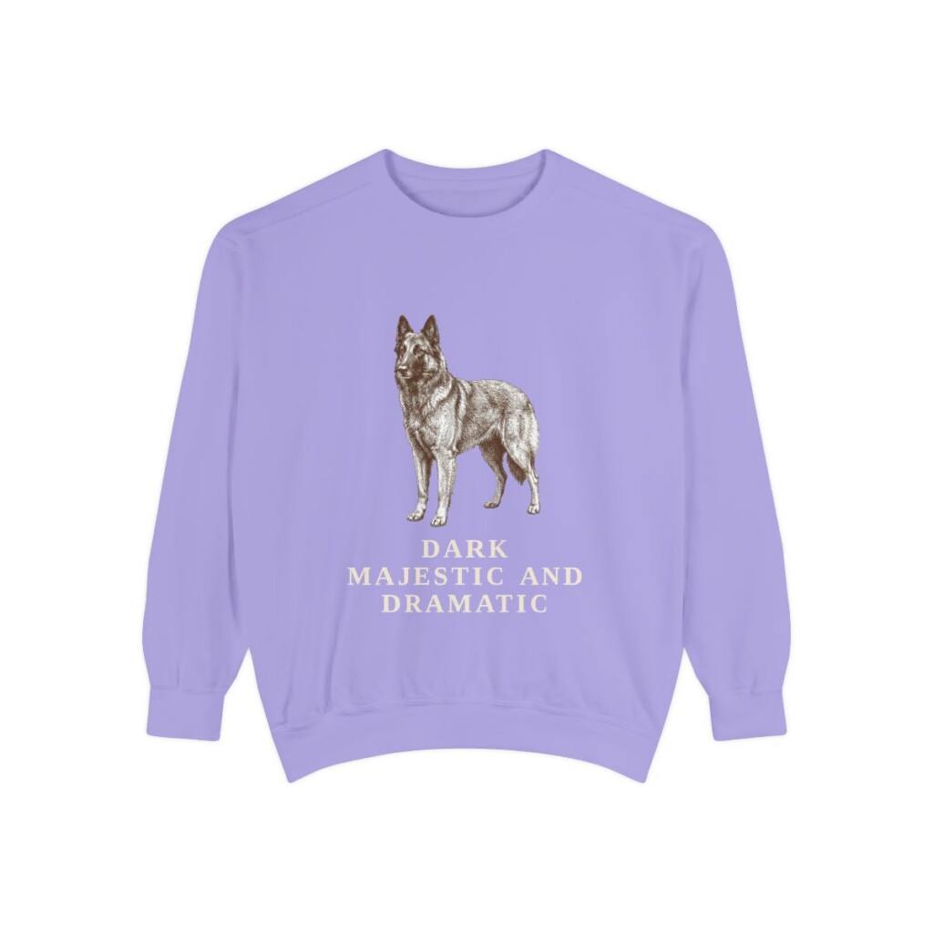belgian-sheepdog-sweatshirt-humor-violet Belgian Sheepdog Humor Sweatshirt, Violet, front view