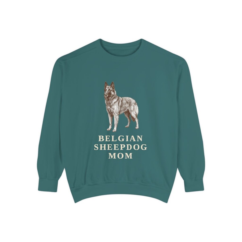 Belgian Sheepdog Mom Sweatshirt, Blue Spruce, front view