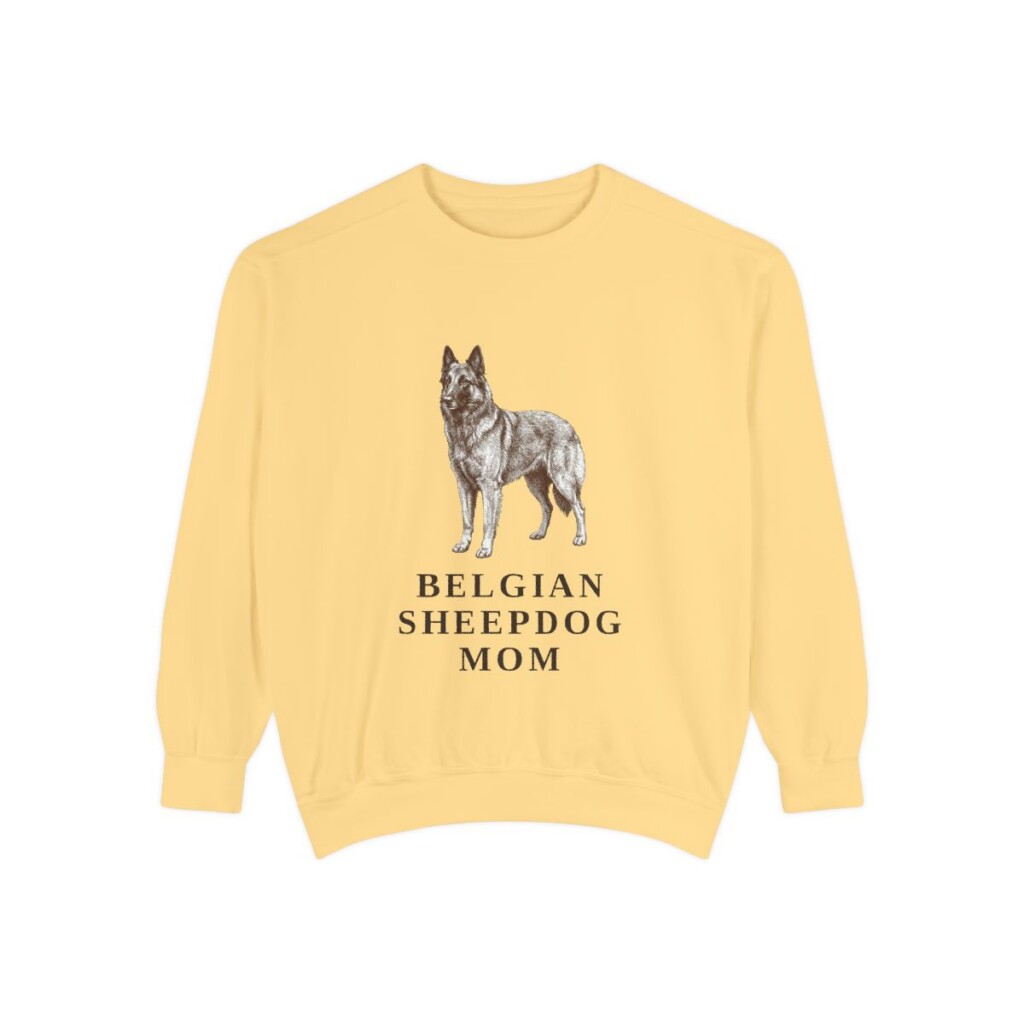 Belgian Sheepdog Mom Sweatshirt, Butter, front view