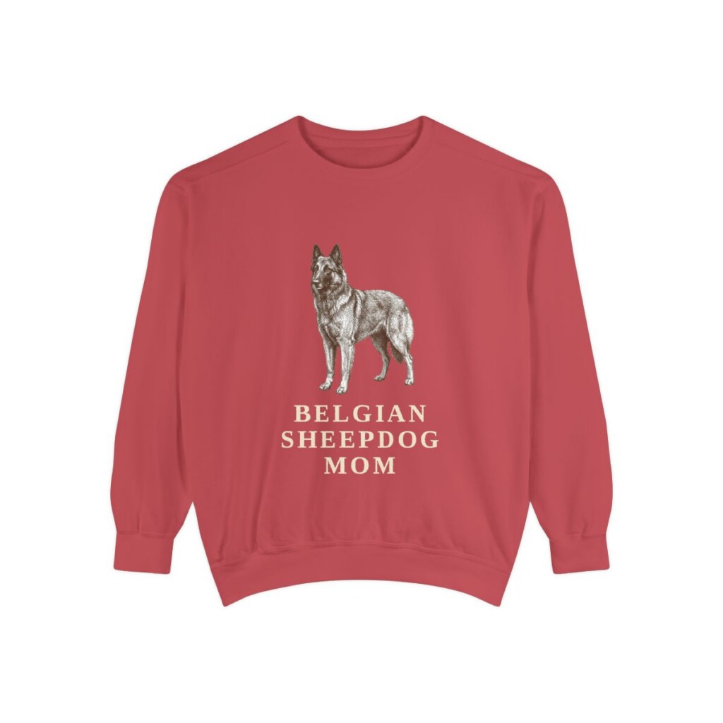 Belgian Sheepdog Mom Sweatshirt, Crimson, front view