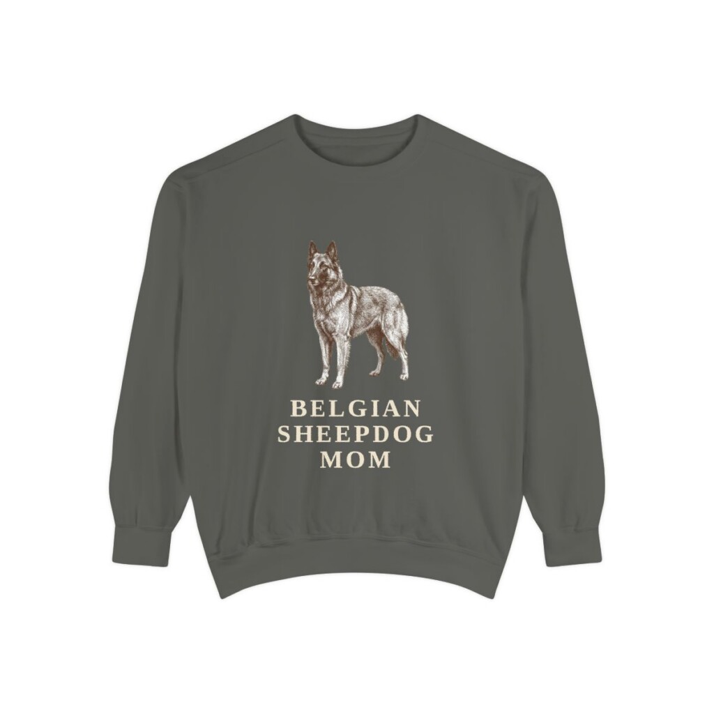Belgian Sheepdog Mom Sweatshirt, Pepper, front view