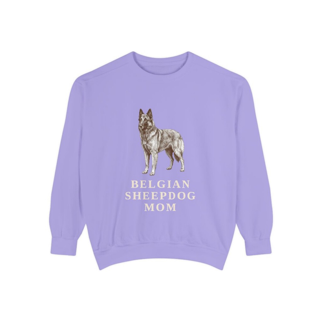 Belgian Sheepdog Mom Sweatshirt, Violet, front view