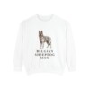 Belgian Sheepdog Mom Sweatshirt, White, front view
