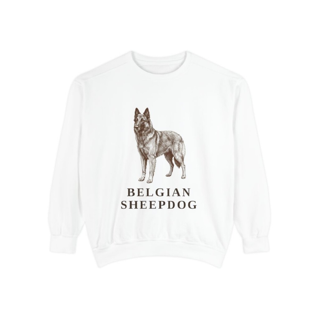 Belgian Sheepdog Sweatshirt, White, front view