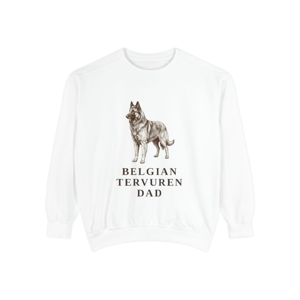 Belgian Tervuren Dad Sweatshirt, White, front view