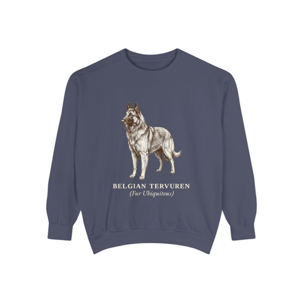 Belgian Tervuren Latin Sweatshirt, Denim, front view