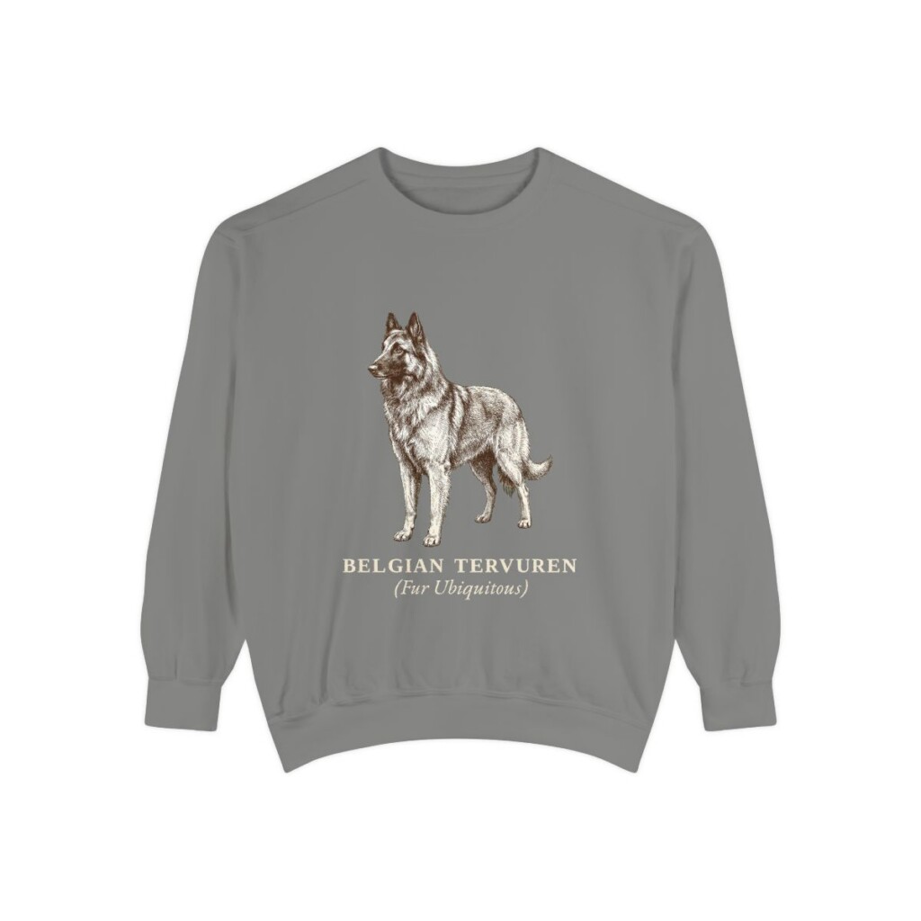 Belgian Tervuren Latin Sweatshirt, Grey, front view