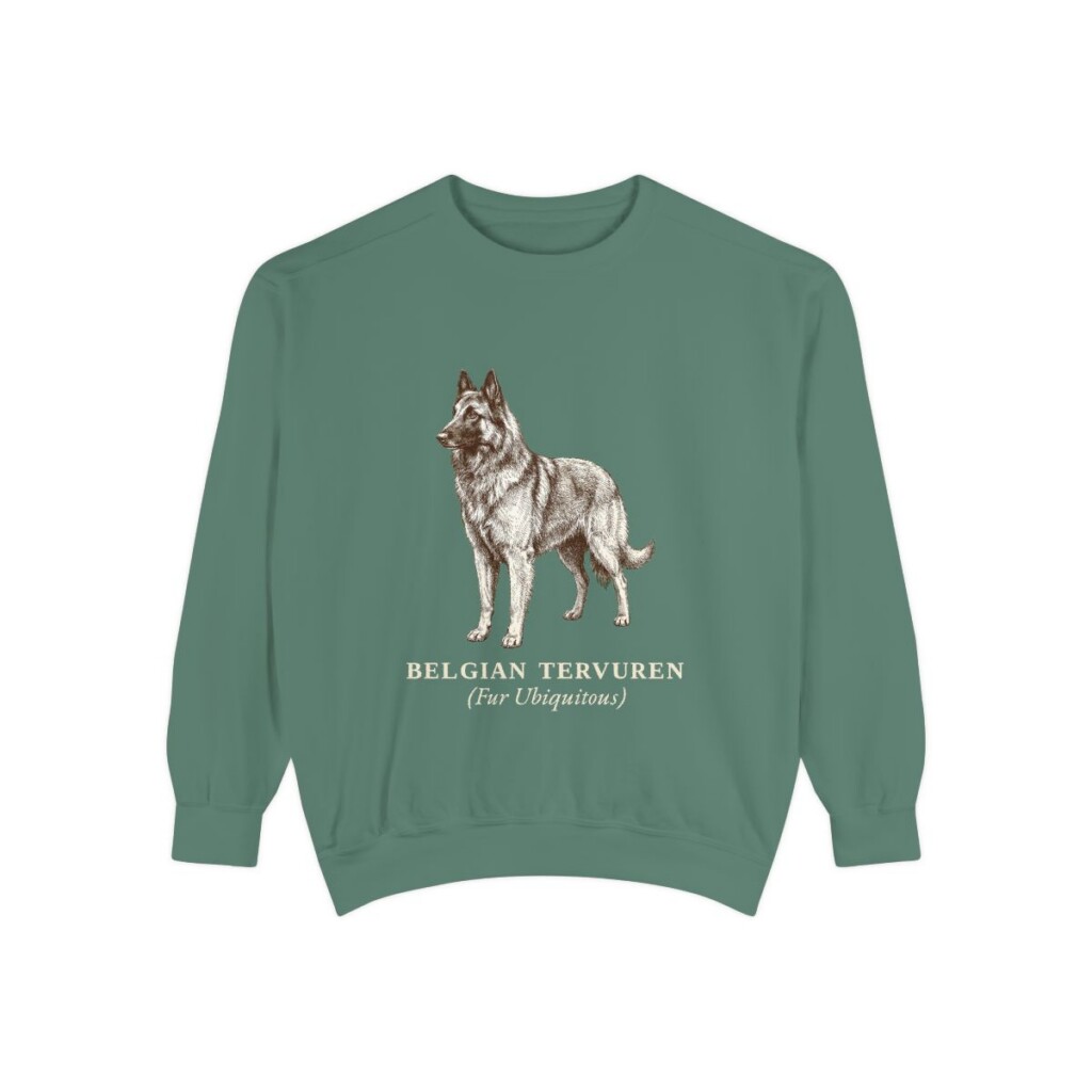 Belgian Tervuren Latin Sweatshirt, Light Green, front view