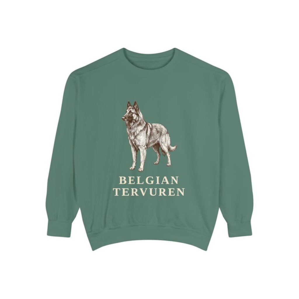 belgian-tervuren-sweatshirt-light-green Belgian Tervuren Sweatshirt, Light Green, front view