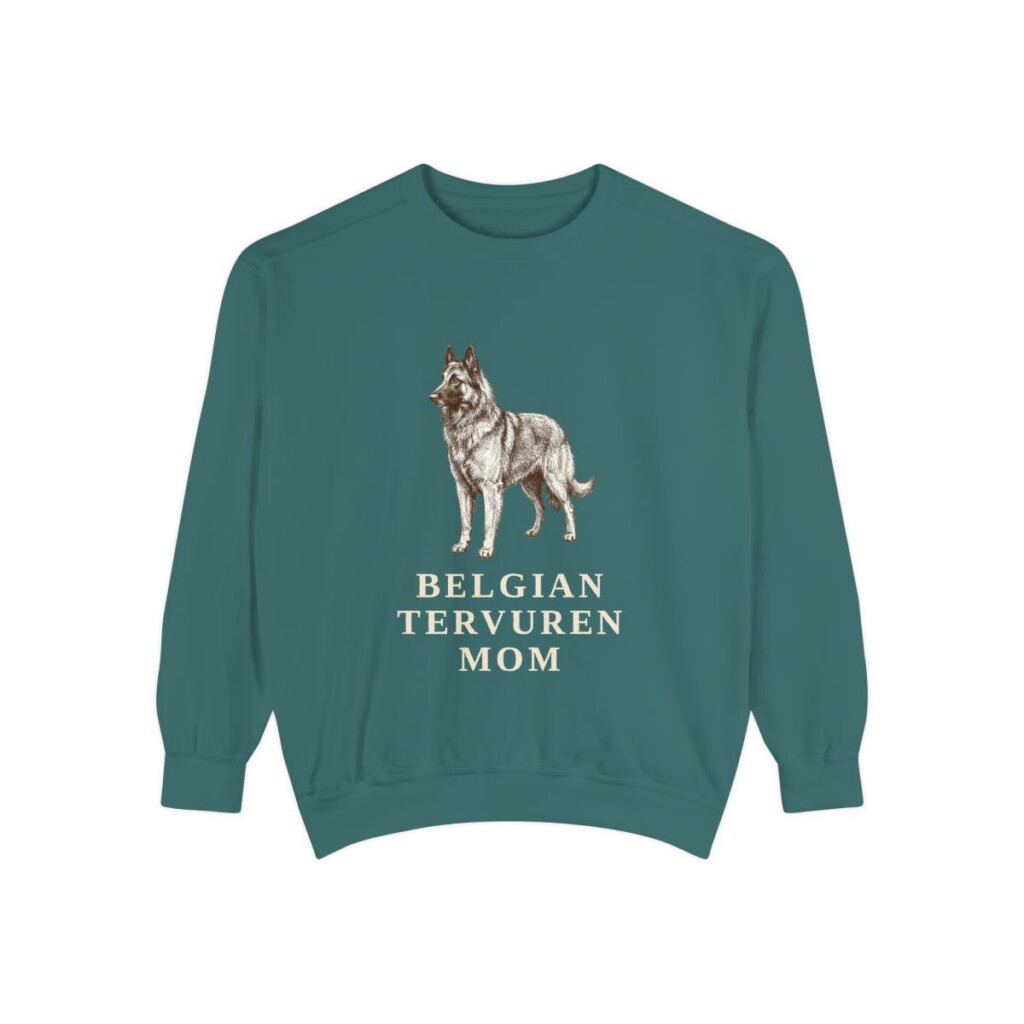 belgian-tervuren-sweatshirt-mom-blue-spruce Belgian Tervuren Mom Sweatshirt, Blue Spruce, front view