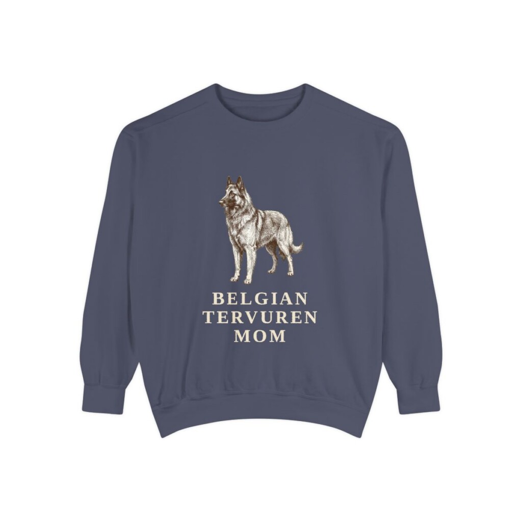 belgian-tervuren-sweatshirt-mom-denim Belgian Tervuren Mom Sweatshirt, Denim, front view