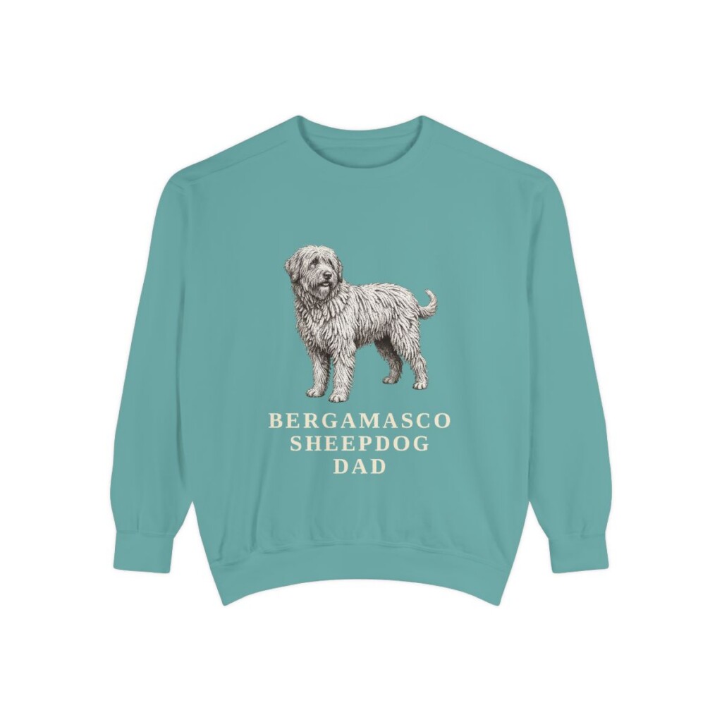 Bergamasco Sheepdog Dad Sweatshirt, Seafoam, front view
