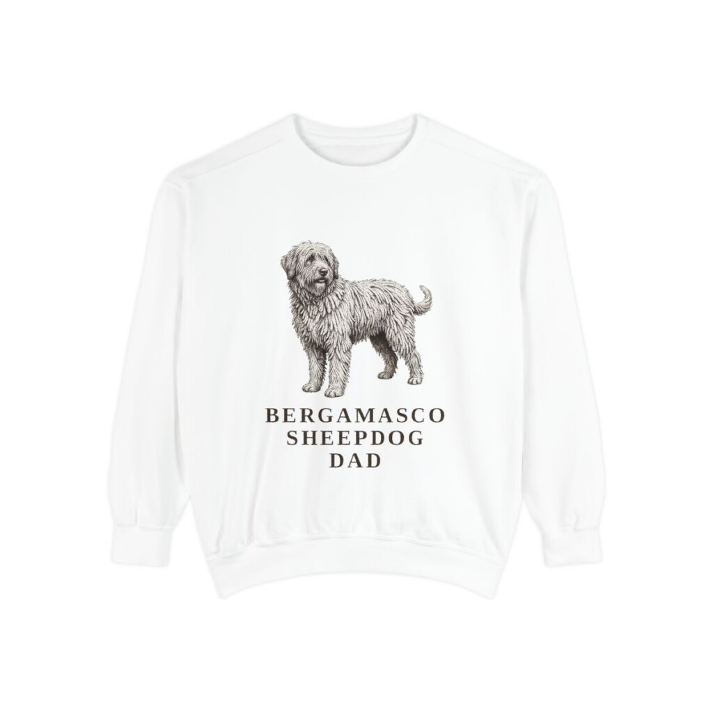 Bergamasco Sheepdog Dad Sweatshirt, White, front view