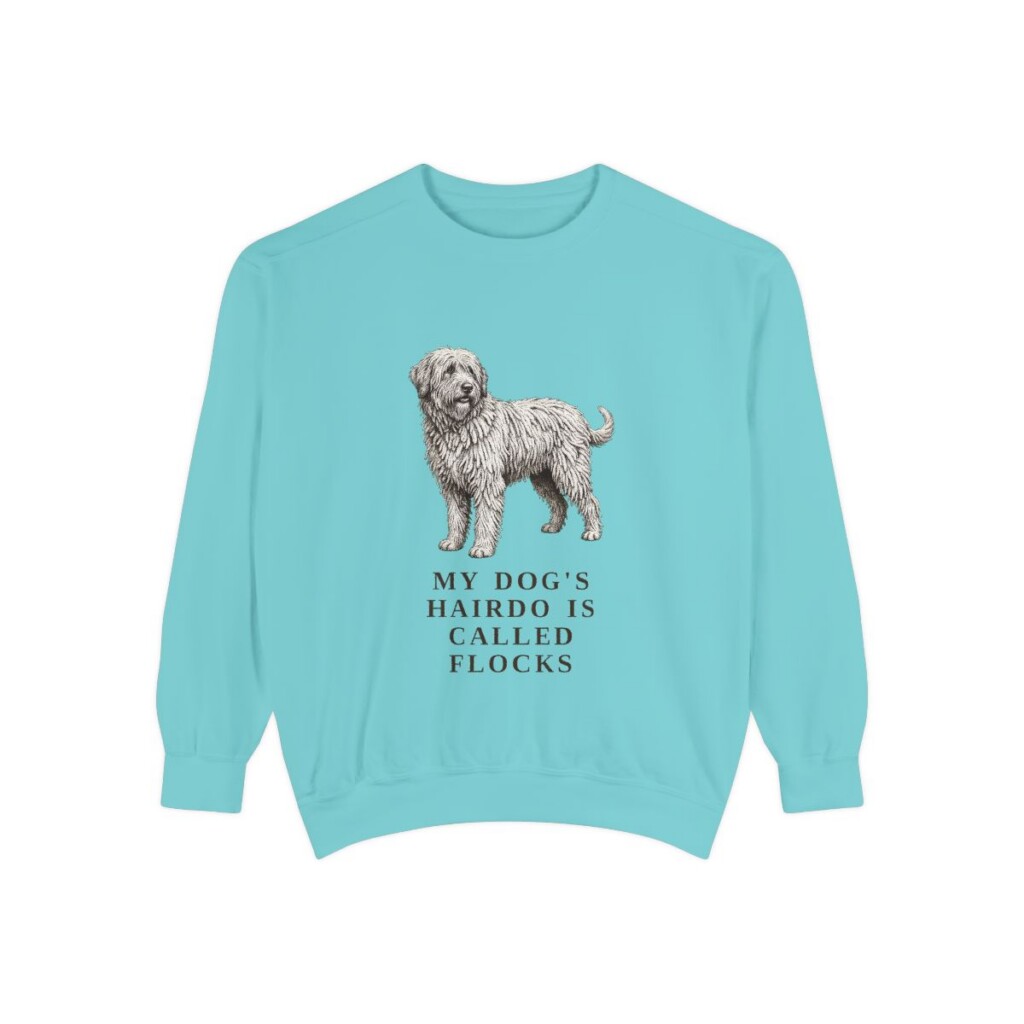 bergamasco-sheepdog-sweatshirt-humor-chalky-mint Bergamasco Sheepdog Humor Sweatshirt, Chalky Mint, front view
