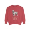 bergamasco-sheepdog-sweatshirt-humor-crimson Bergamasco Sheepdog Humor Sweatshirt, Crimson, front view