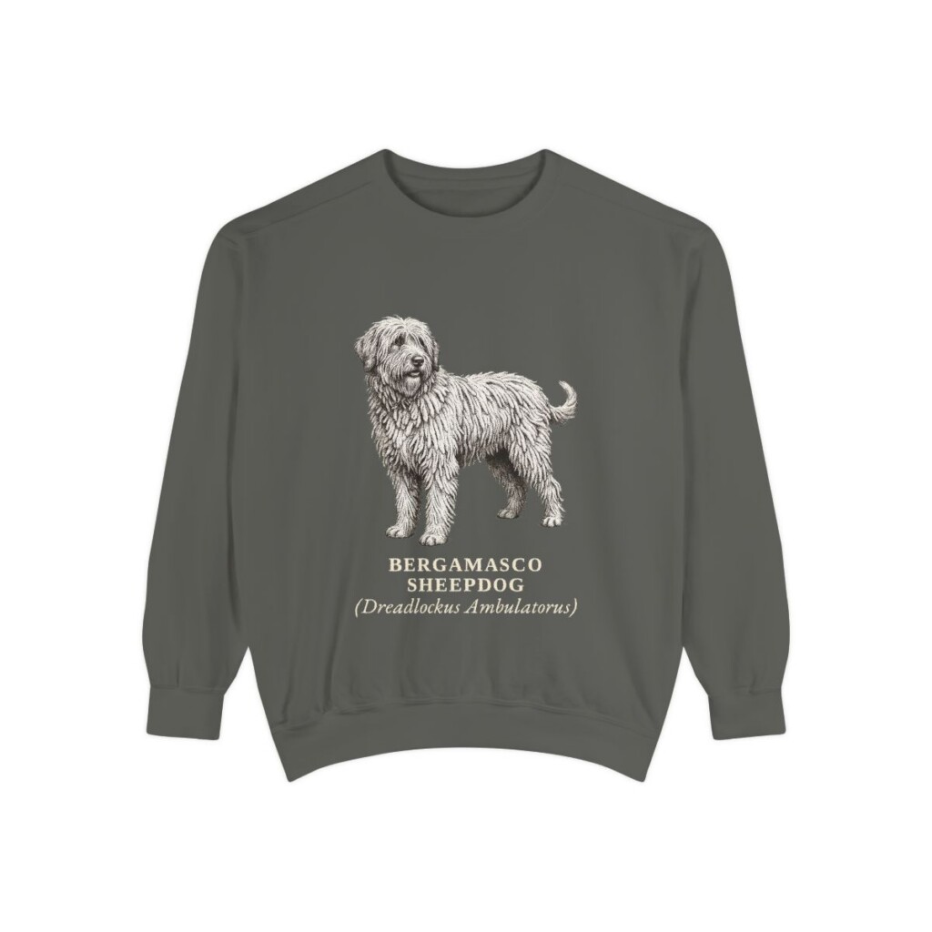 Bergamasco Sheepdog Latin Sweatshirt, Pepper, front view