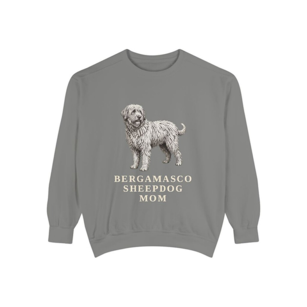 Bergamasco Sheepdog Mom Sweatshirt, Grey, front view
