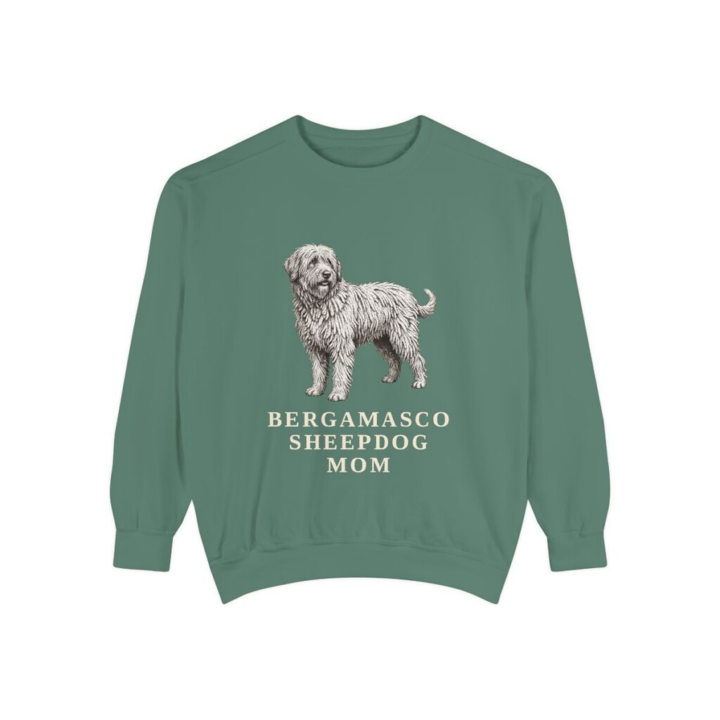 Bergamasco Sheepdog Mom Sweatshirt, Light Green, front view