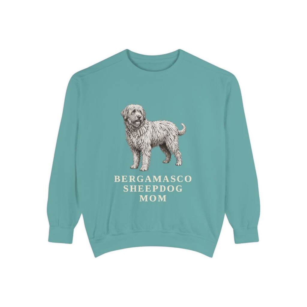 Bergamasco Sheepdog Mom Sweatshirt, Seafoam, front view