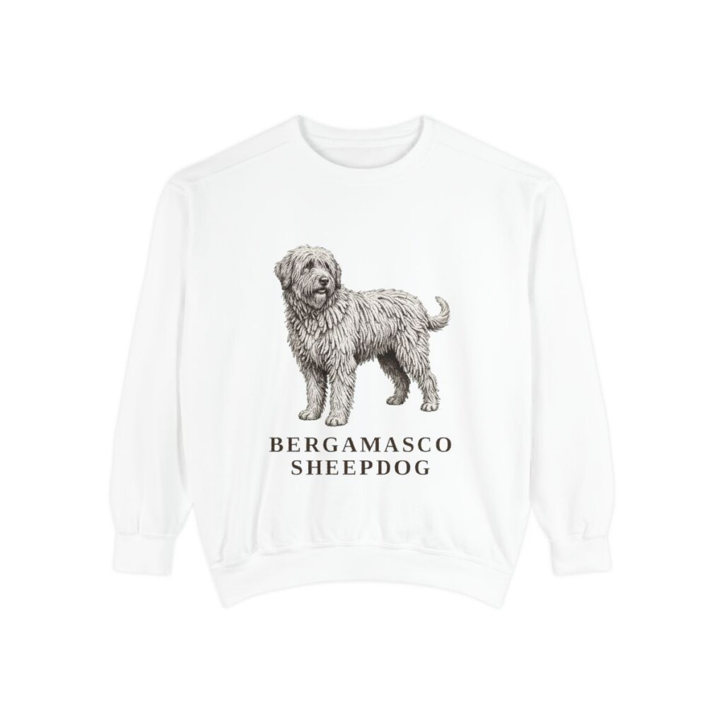 Bergamasco Sheepdog Sweatshirt, White, front view