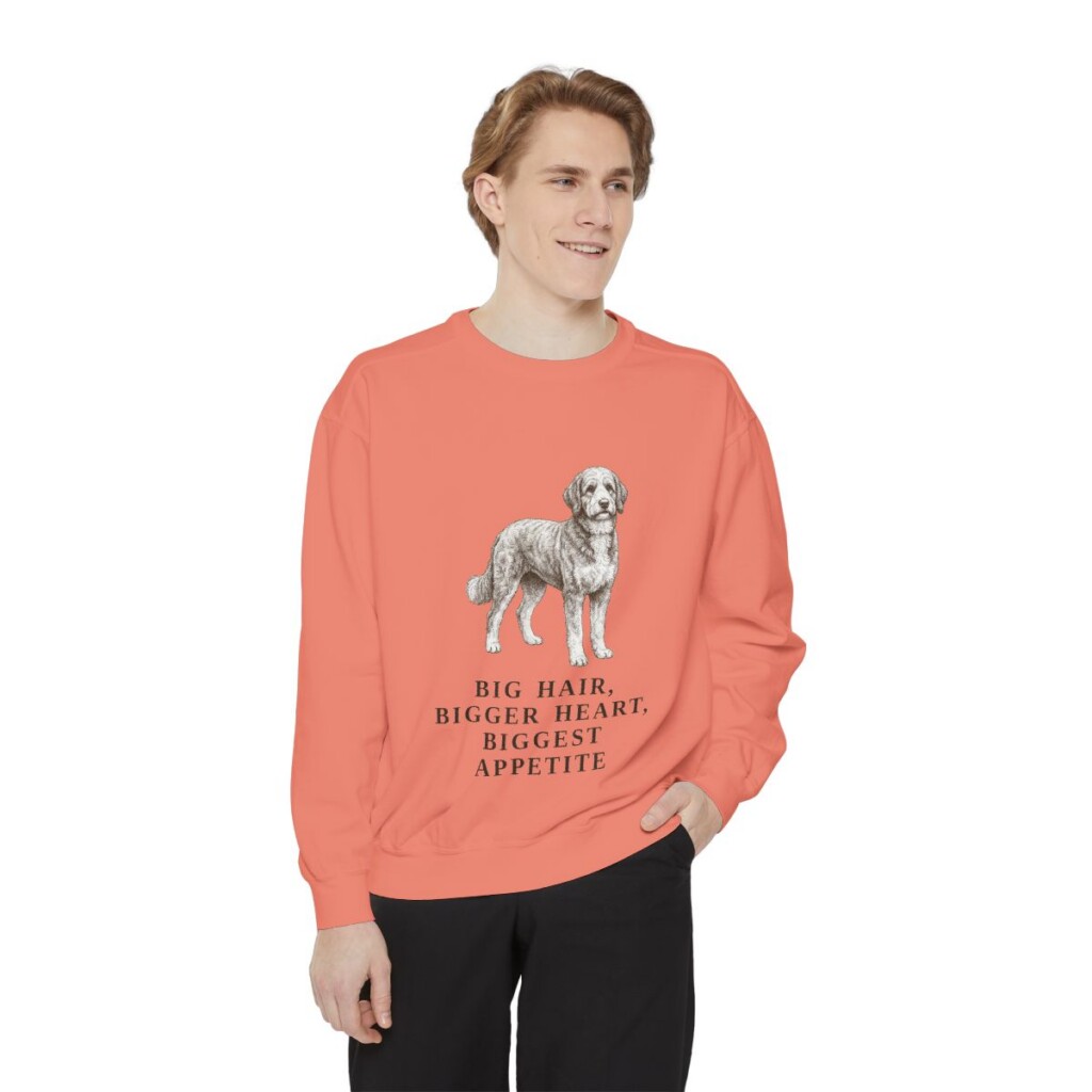 Bernedoodle Humor Sweatshirt, Terracotta, person 1 front
