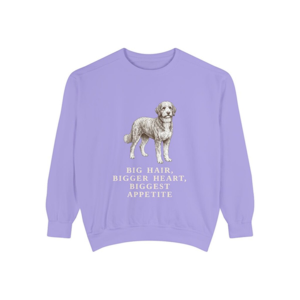 Bernedoodle Humor Sweatshirt, Violet, front view