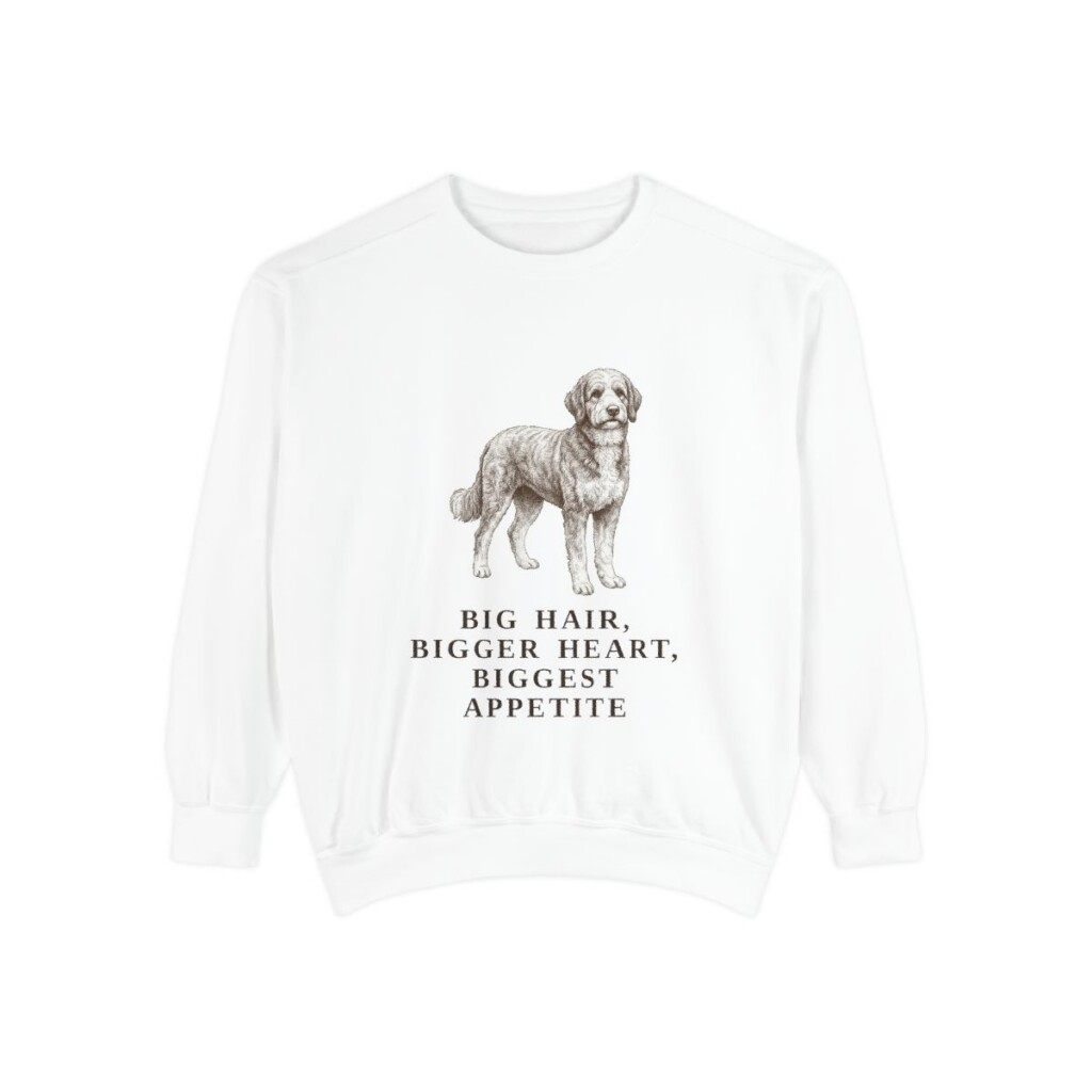 Bernedoodle Humor Sweatshirt, White, front view