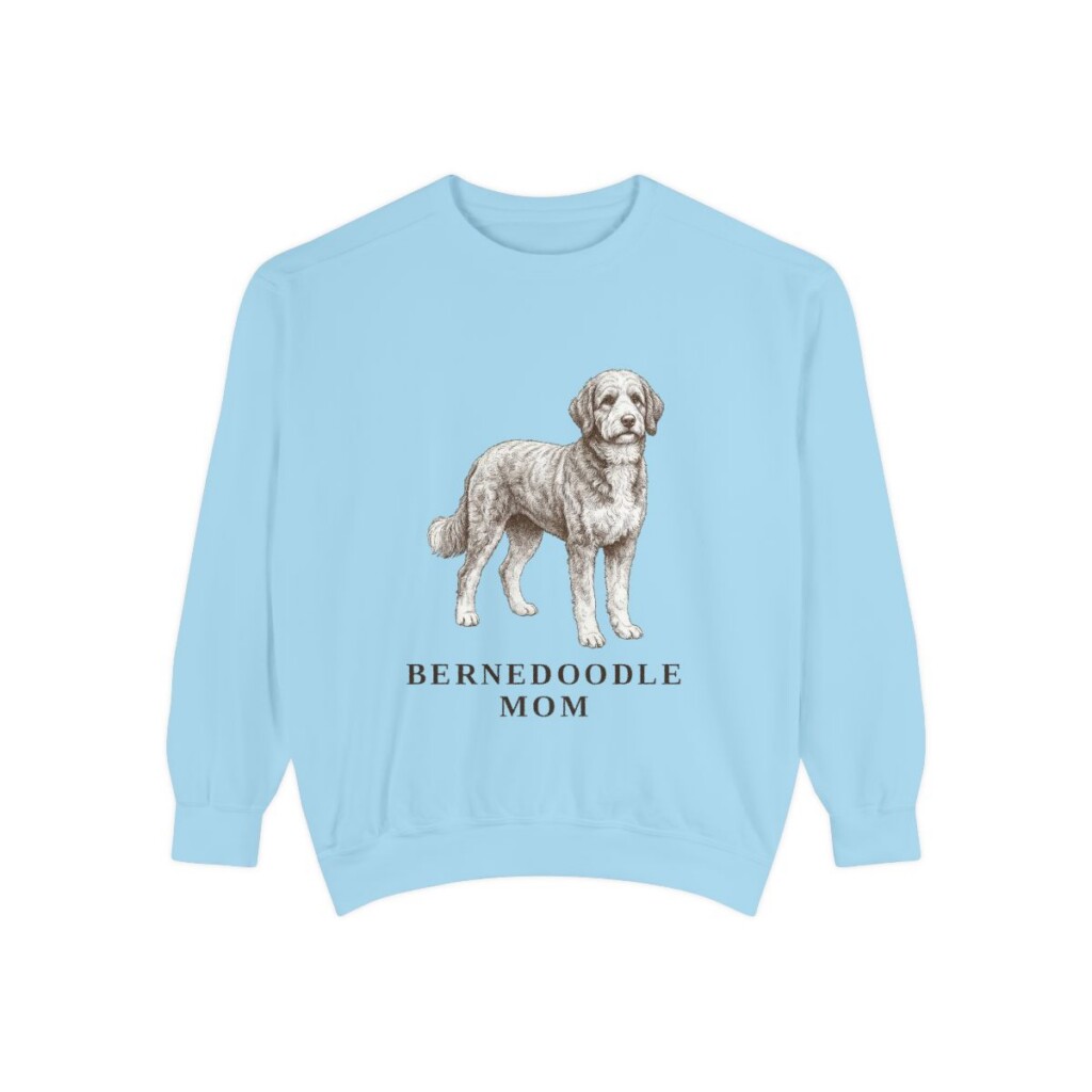 Bernedoodle Mom Sweatshirt, Chambray, front view