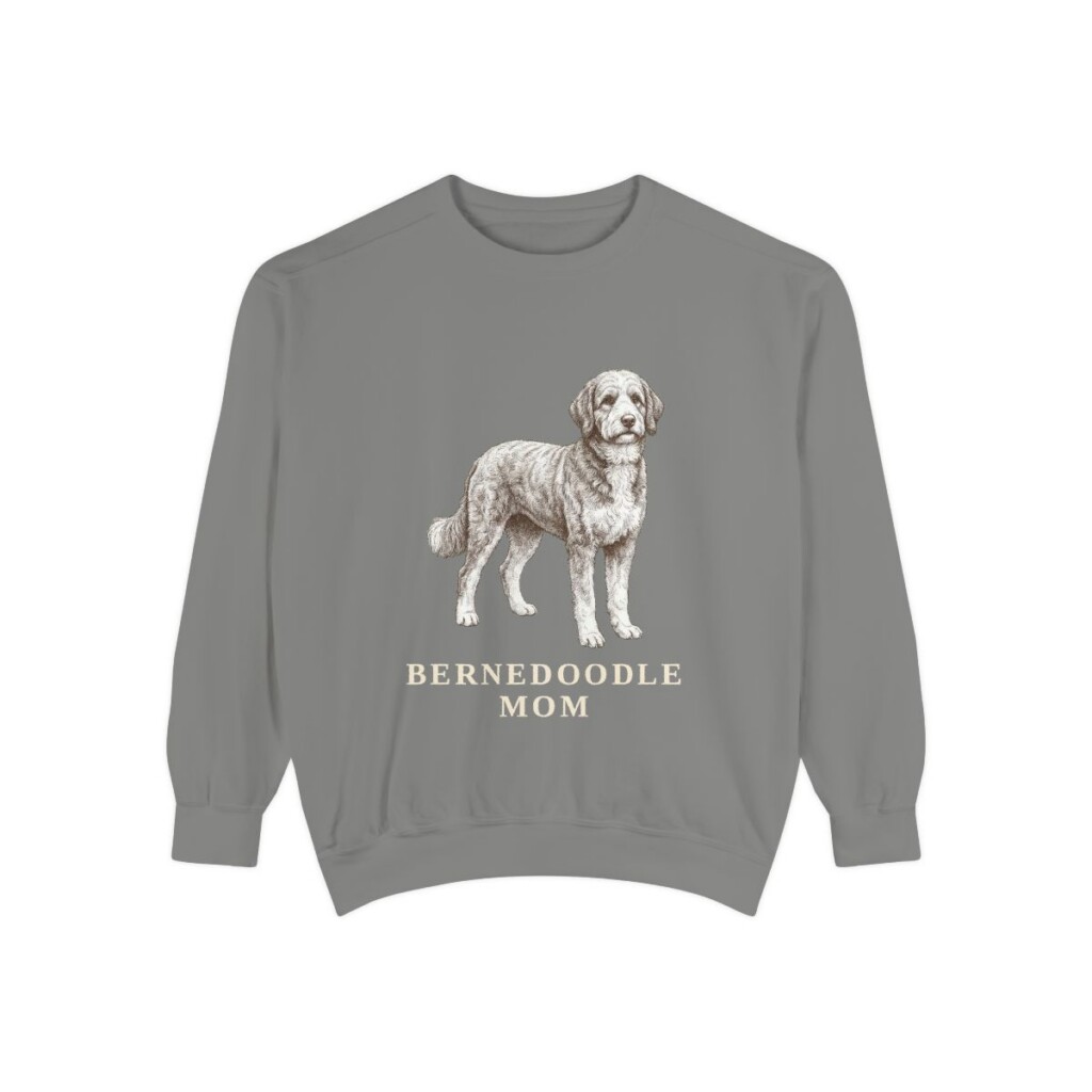 Bernedoodle Mom Sweatshirt, Grey, front view