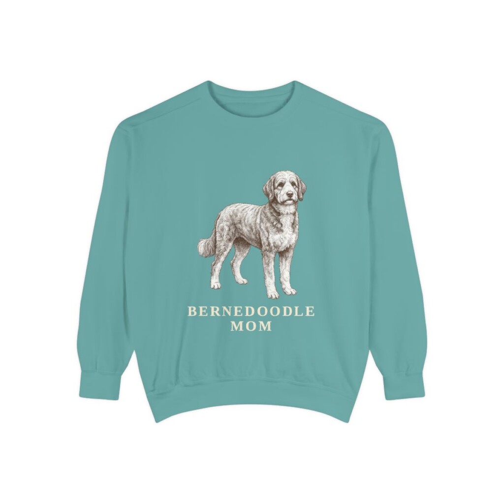 Bernedoodle Mom Sweatshirt, Seafoam, front view