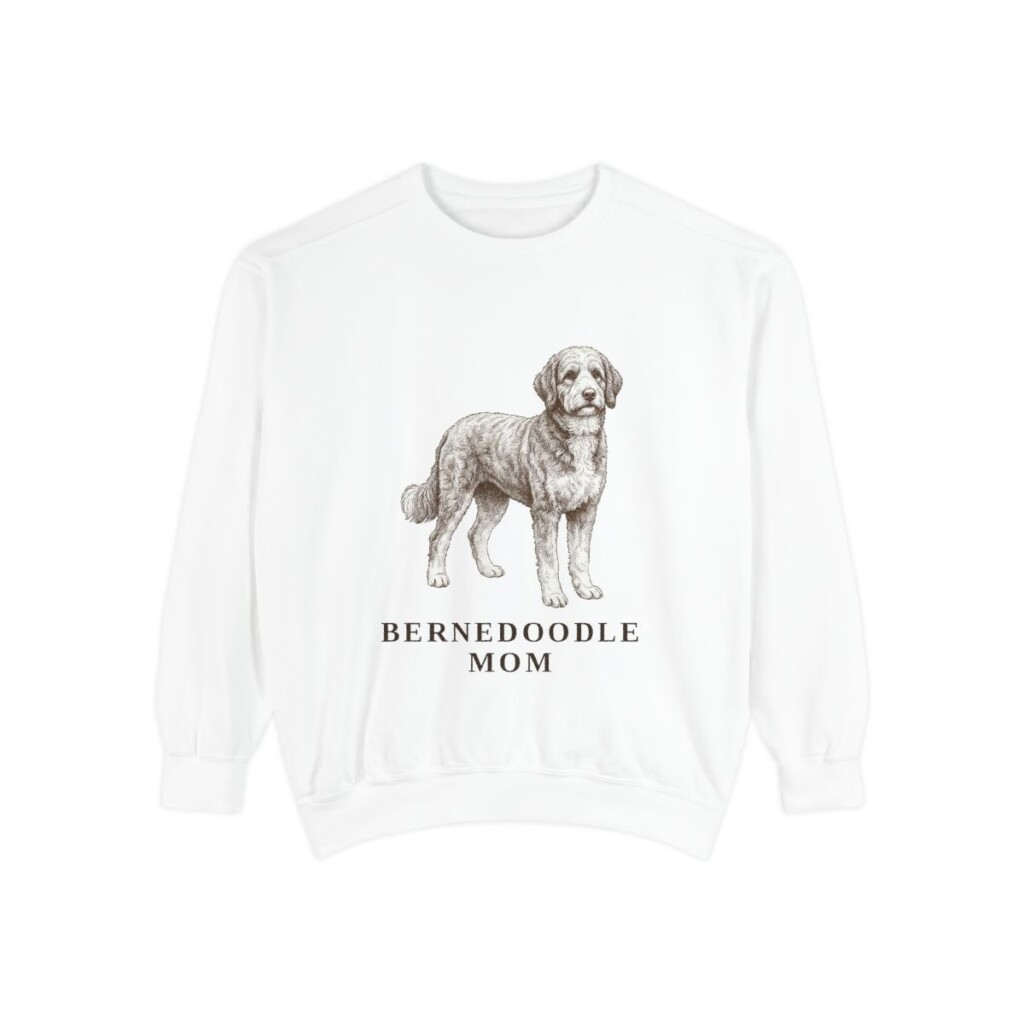 Bernedoodle Mom Sweatshirt, White, front view