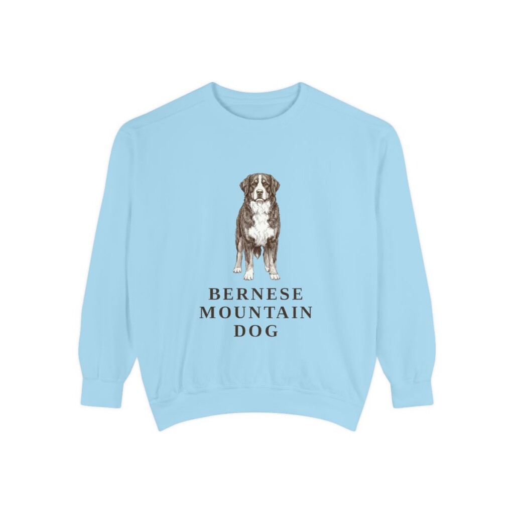 bernese-mountain-dog-sweatshirt-chambray Bernese Mountain Dog Sweatshirt, Chambray, front view