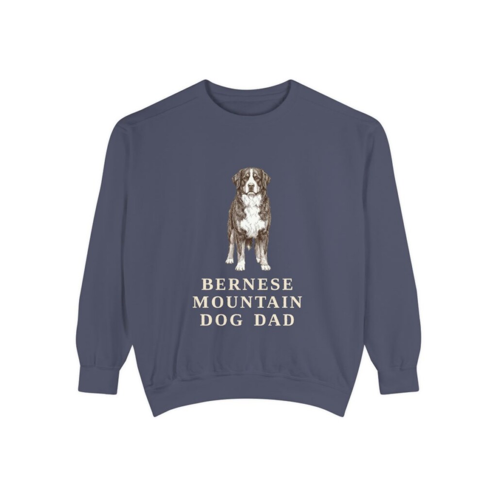Bernese Mountain Dog Dad Sweatshirt, Denim, front view