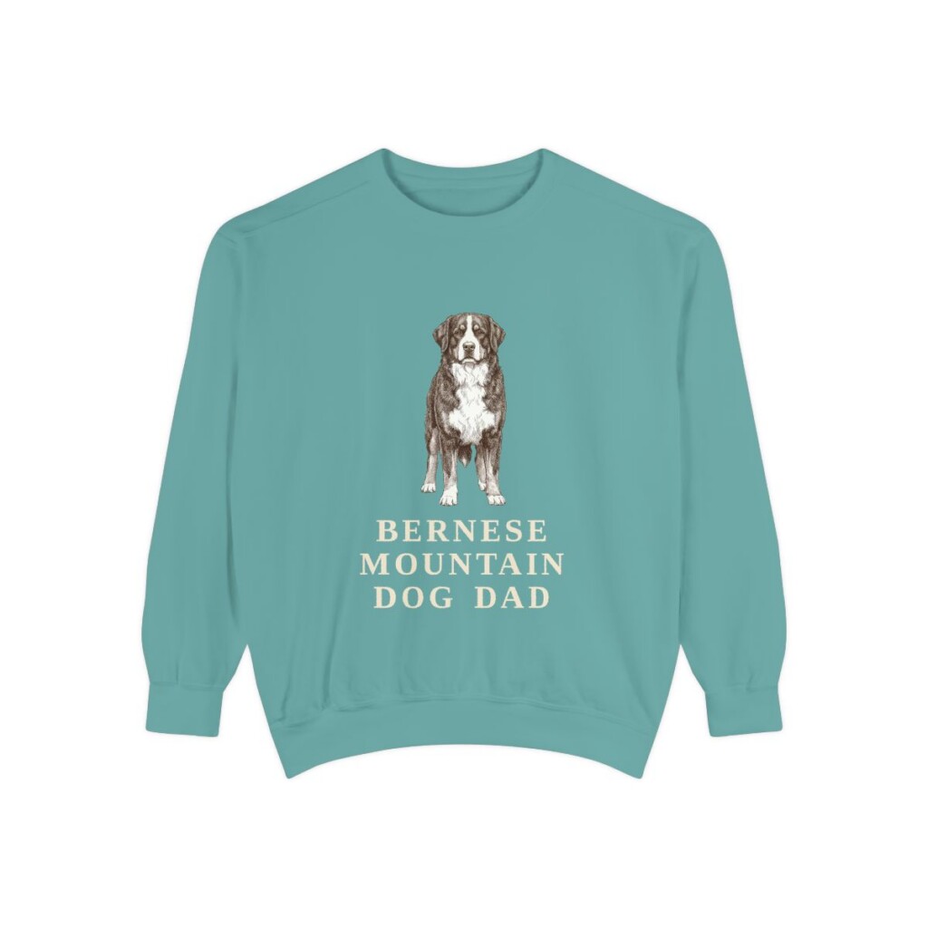 Bernese Mountain Dog Dad Sweatshirt, Seafoam, front view