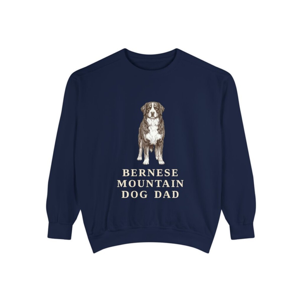 Bernese Mountain Dog Dad Sweatshirt, True Navy, front view