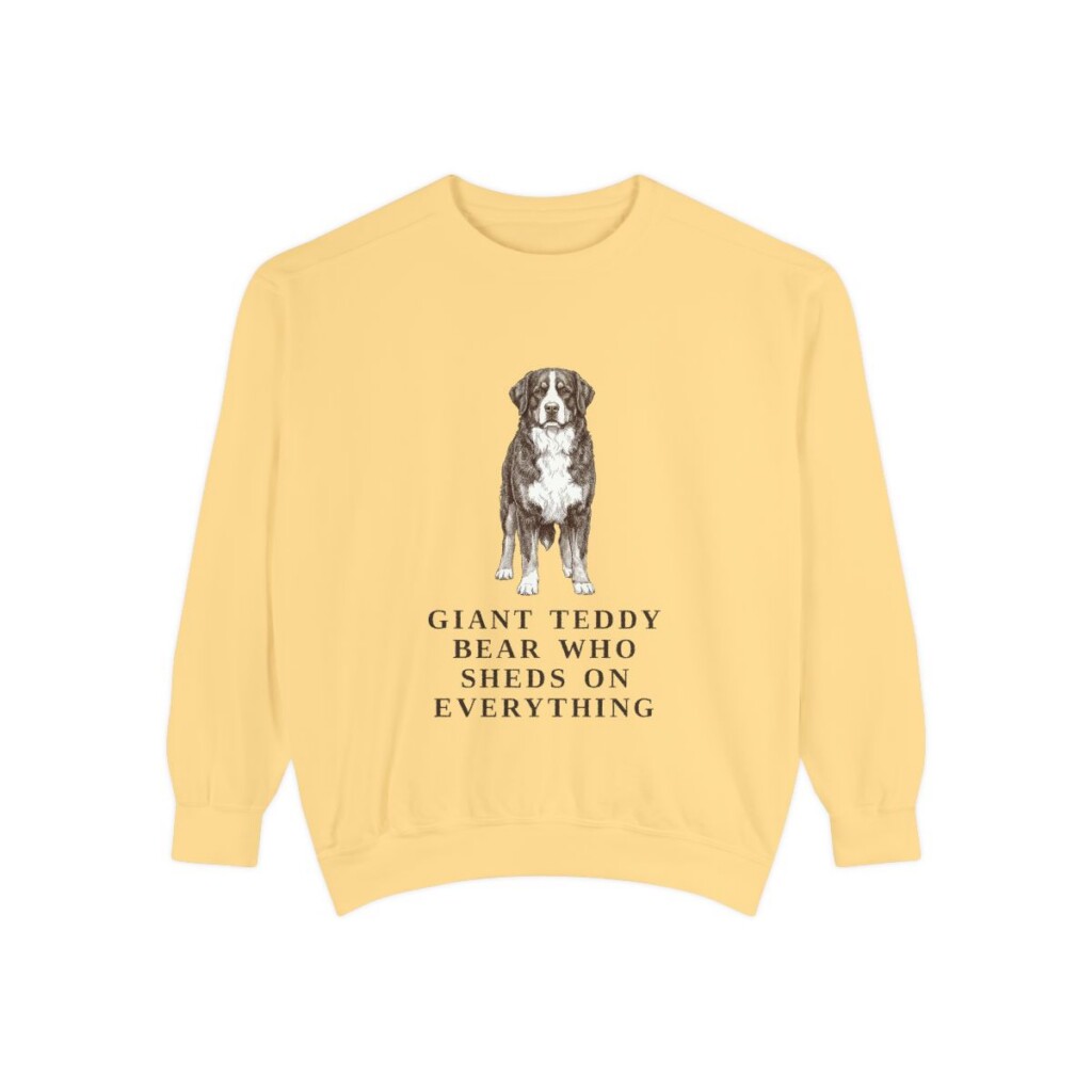 Bernese Mountain Dog Humor Sweatshirt, Butter, front view